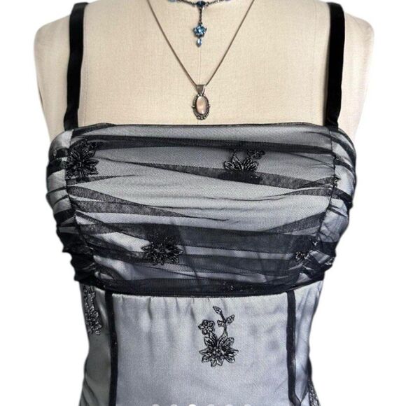 Kathy Robert’s black and silver tulle formal dress 16w porm wedding sleeveless - Picture 5 of 12